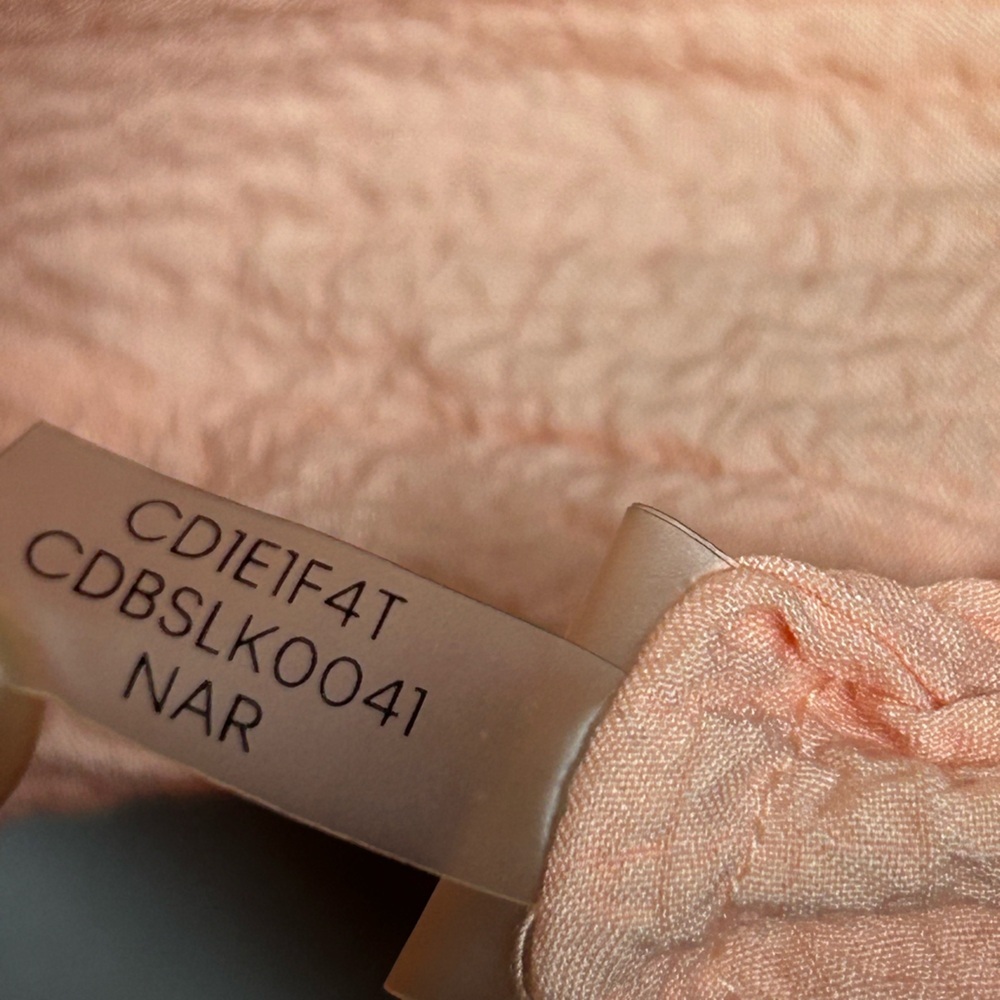 Calvin Klein Peach Tiered Midi Dress | Long Sleeve Smocked Cuffs | Size 16 - Picture 8 of 8